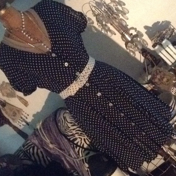 Esprit polka dot belted dress - Picture 1 of 4